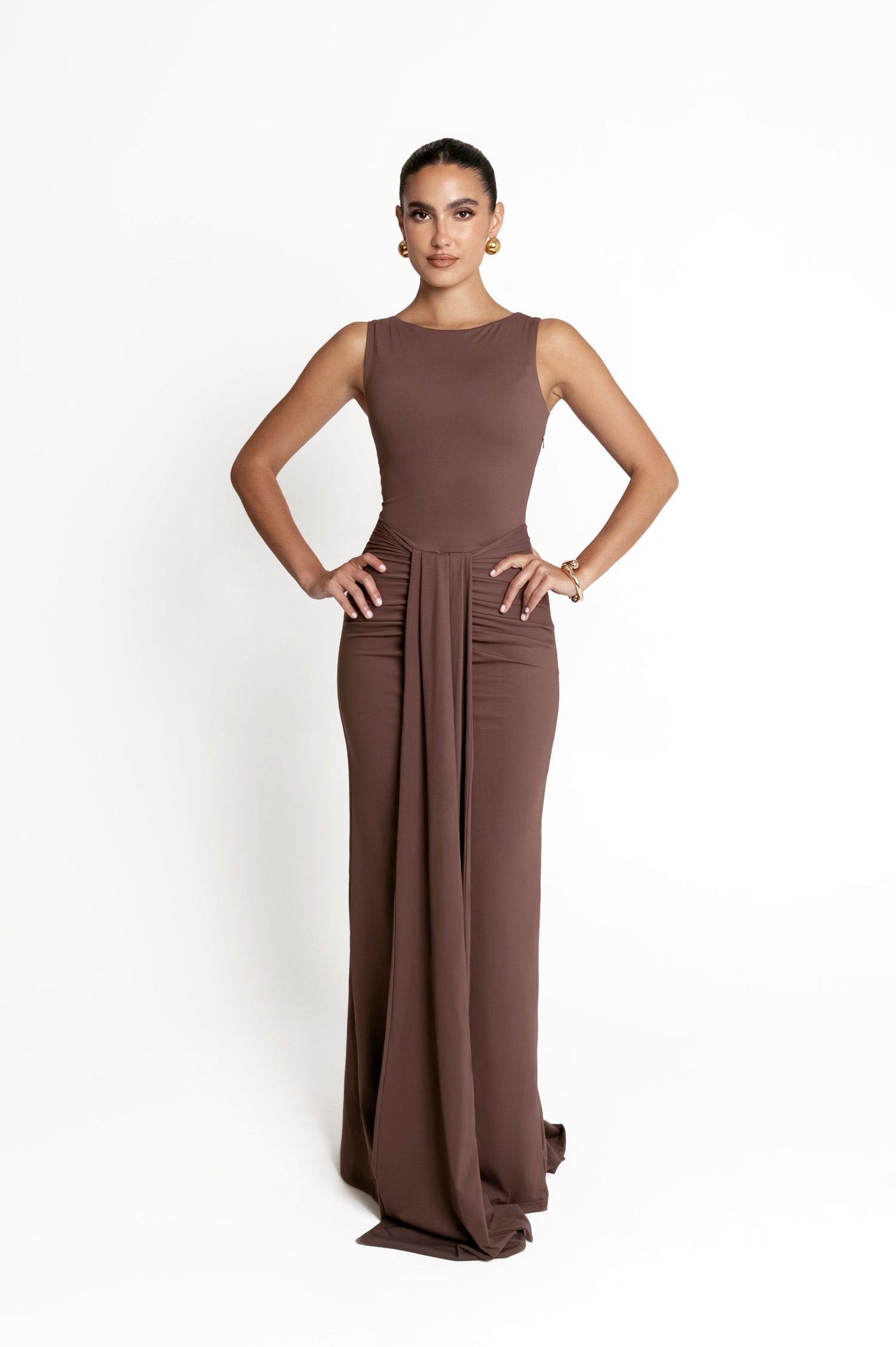DRAPE MAXI DRESS BRNZ DRAPE MAXI DRESS BRNZ